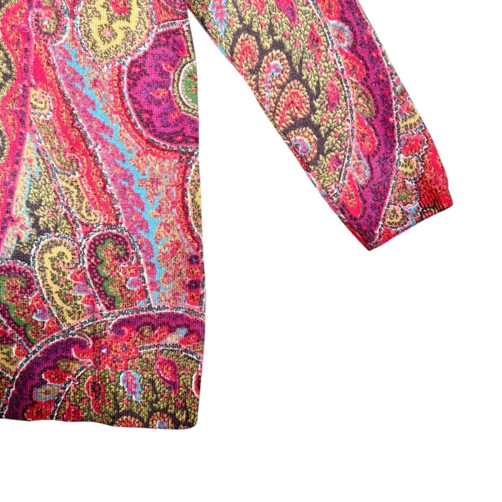 TALBOTS 100% Cashmere Paisley Printed 3/4 Sleeve Sweater - Picture 6 of 9
